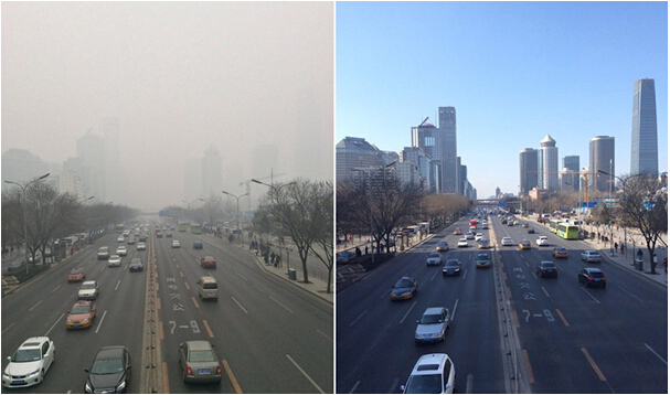 北京市雾霾前后对比图