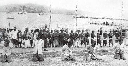 1891年，香港，行刑前的抢劫“南武”号轮船的海盗。