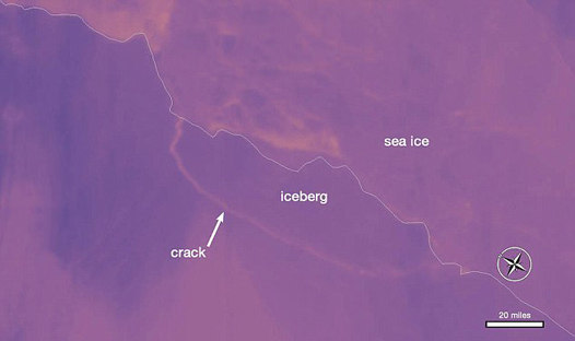 遥感监测大冰山崩解   南极版图发生永久性变化