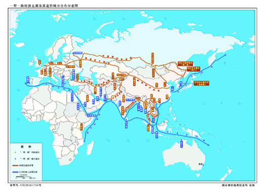“一带一路”经济走廊及其途经城市分布示意图_测绘地理信息新闻_勘测联合网